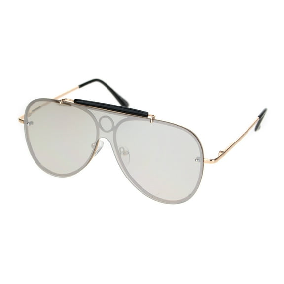 Luxury Large Shield Metal Rim Racer Designer Sunglasses Gold Silver Mirror