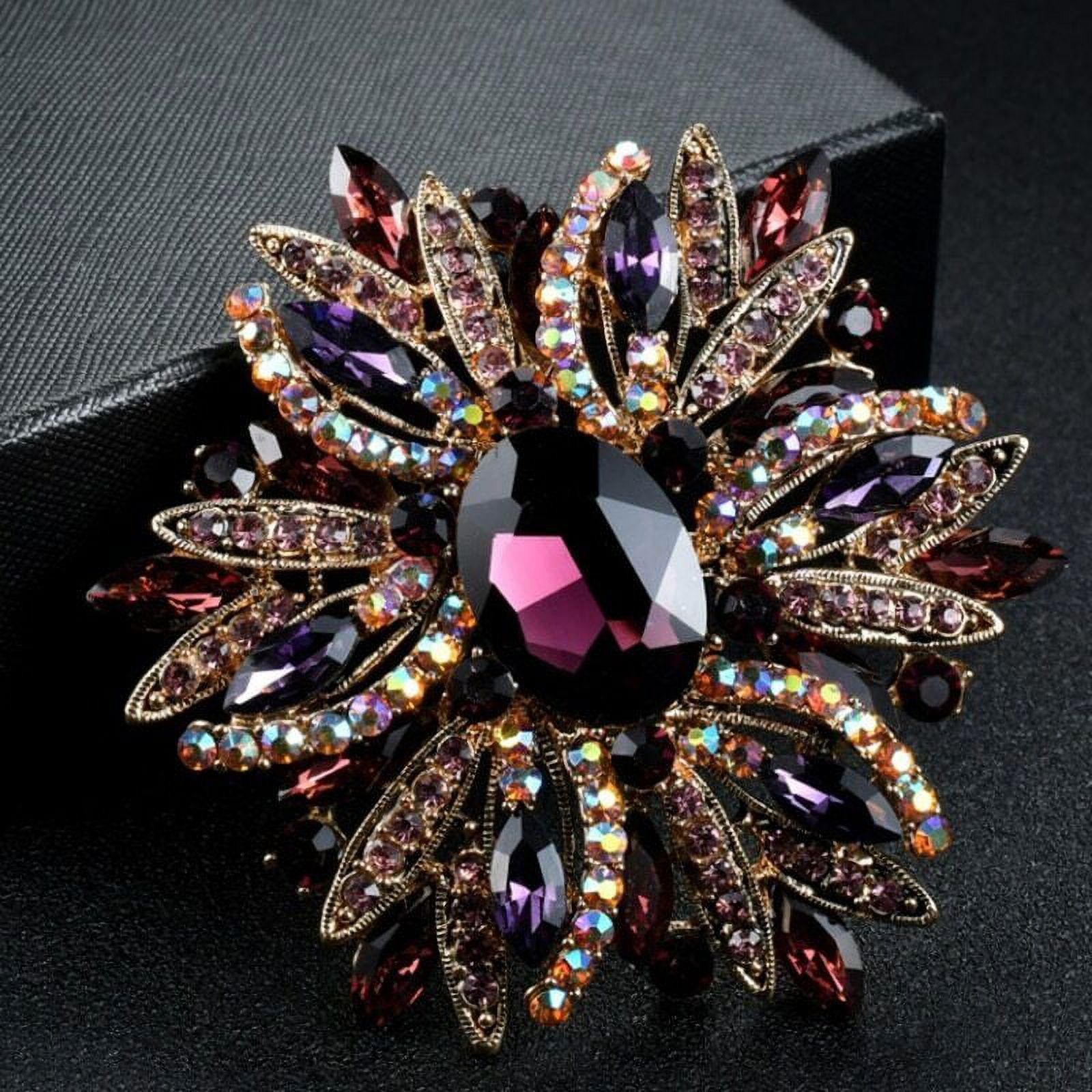 Luxury Large Size Colorful Crystal Brooch Pearl Brooches Pin Women