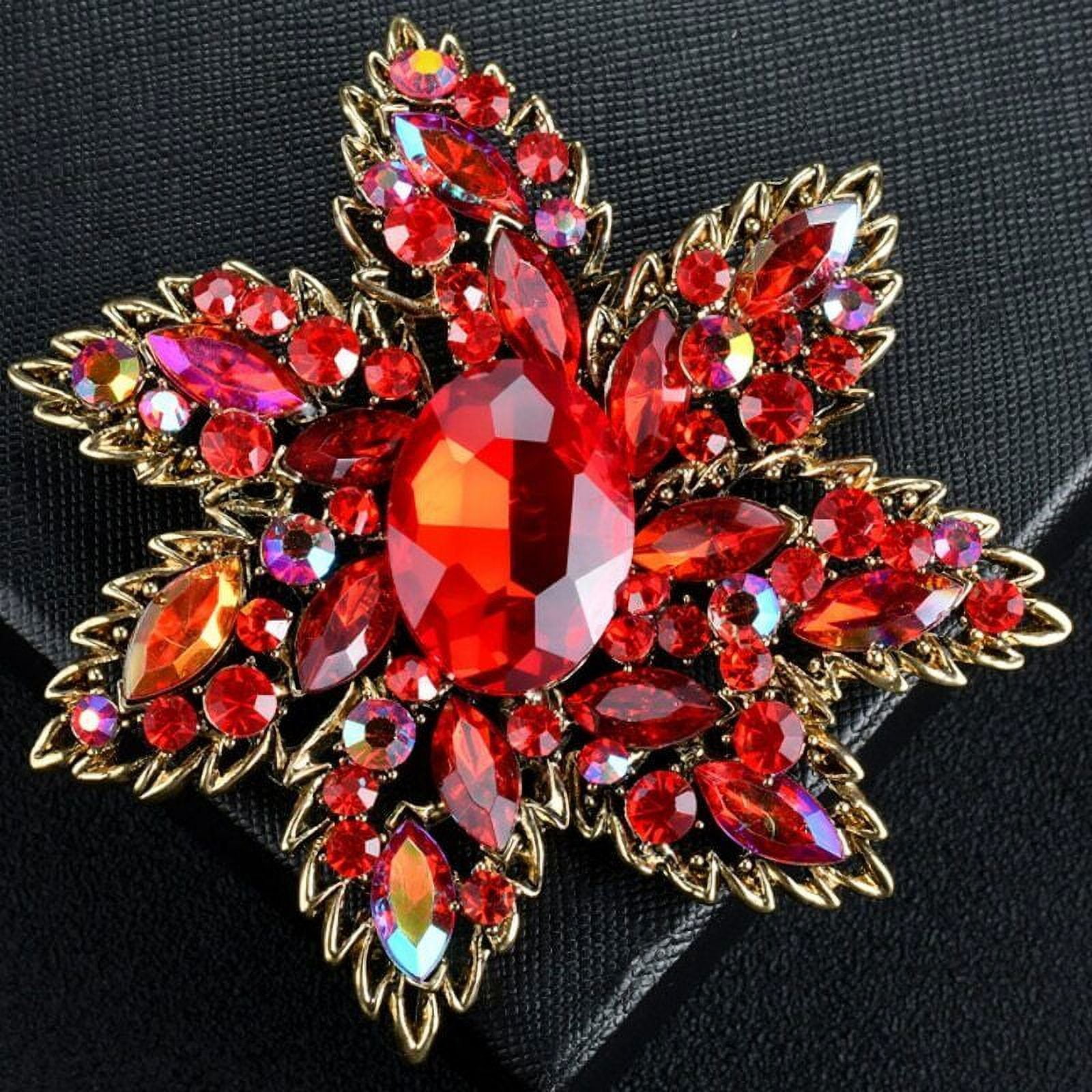 Luxury Large Size Colorful Crystal Brooch Pearl Brooches Pin Women