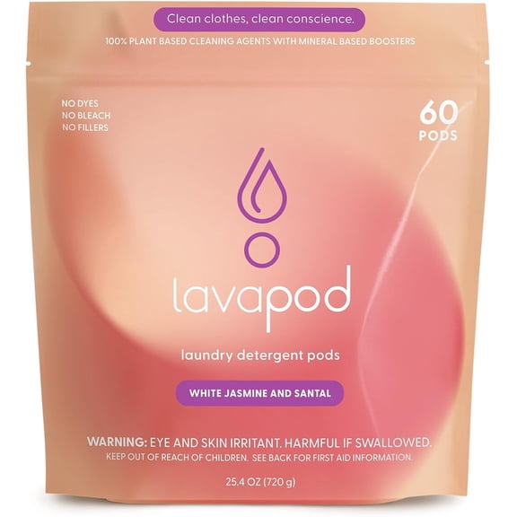Luxury Laundry Pods - Plant-Based Detergent with Premium Fragrance | Biodegradable PVA Film | Made in USA | 60 Count (White Jasmine & Santal)