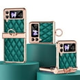 thumbnail image 1 of Luxury Leather Case Compatible with Samsung Galaxy Z Flip 4 with Ring Kickstand Glitter Diamond Full Protective Hinge Case-Green, 1 of 1