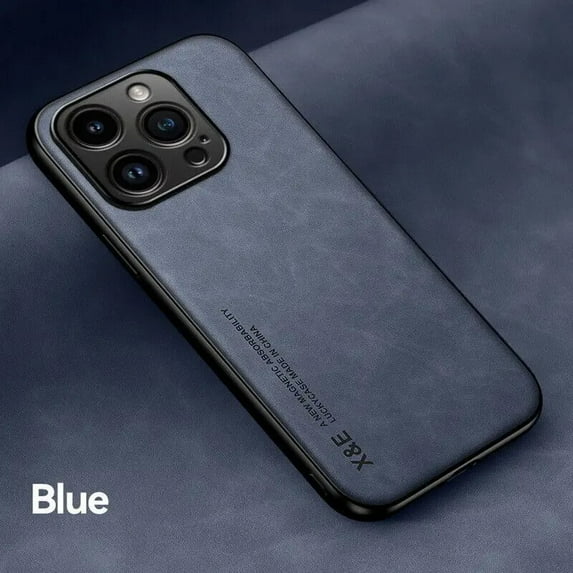 Luxury Leather Case For iPhone 16 15 14 11 13 12 Pro Max Mini XR 15 14 16 Plus Shockproof Cover For iPhone XS Max 8 7 SE Funda Navy Blue For iPhone 14 Plus