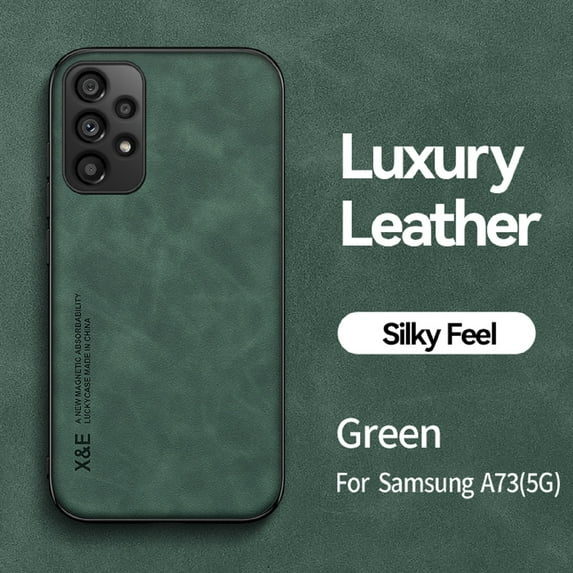 Luxury Leather Case for Samsung Galaxy A73 5G, Magnetic Attraction Inside Silky Feel Protective Cover for Samsung Galaxy A73 5G (6.7 Inch),Green