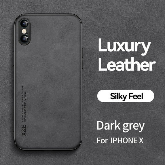 Luxury Leather Case for iPhone XS/X, Magnetic Attraction Inside Silky Feel Protective Cover for iPhone XS/X (5.8 Inch),Darkgray