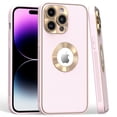 thumbnail image 1 of Luxury Leather Hybrid Case with Integrated Tempered Glass Camera Lens Protector for iPhone 15 Pro Max - Pink, 1 of 1