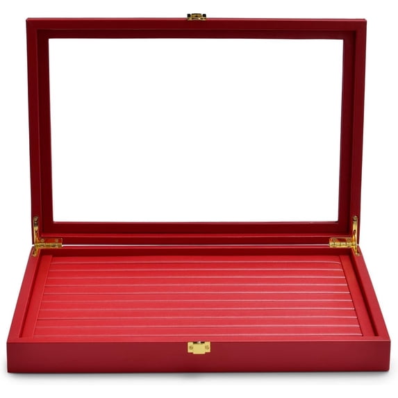 Luxury Leather Rings Earrings Organizer Tray with Clear Lid Display Box ...