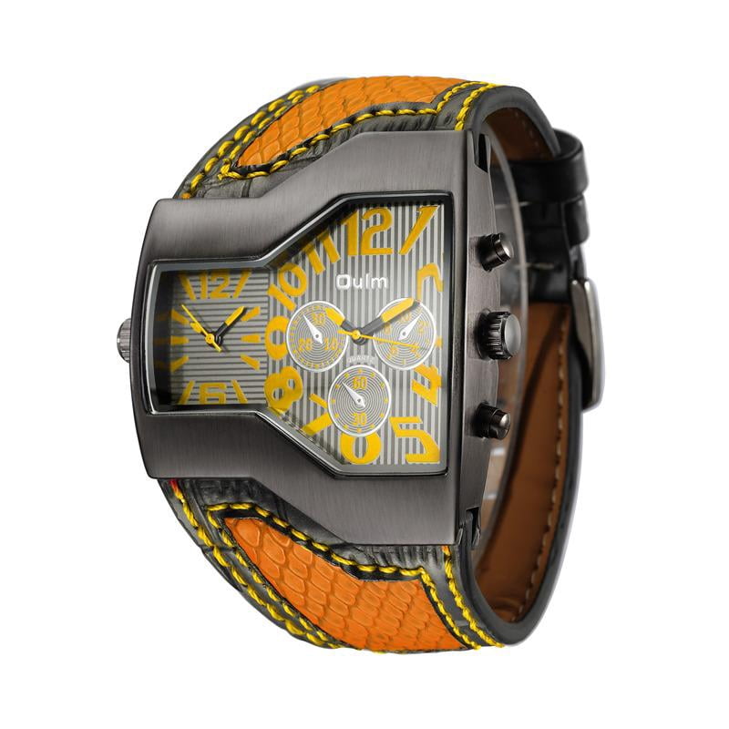 Luxury Leather Sports Watches for Men with Two Time Zone and Quartz Movement - Perfect for Outdoor Activities and Business Trips