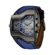 Luxury Leather Sports Watches for Men with Two Time Zone and Quartz Movement - Perfect for Outdoor Activities and Business Trips