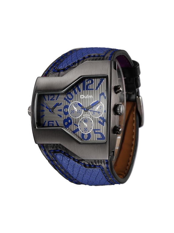 Luxury Leather Sports Watches for Men with Two Time Zone and Quartz Movement - Perfect for Outdoor Activities and Business Trips