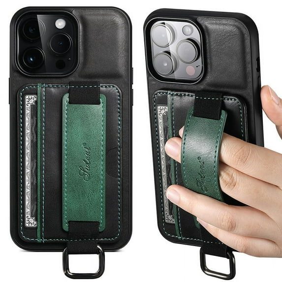 Luxury Leather Wallet Case for iPhone XR Magnetic Card Holder Cover with Microfiber Lining With Wrist Strap