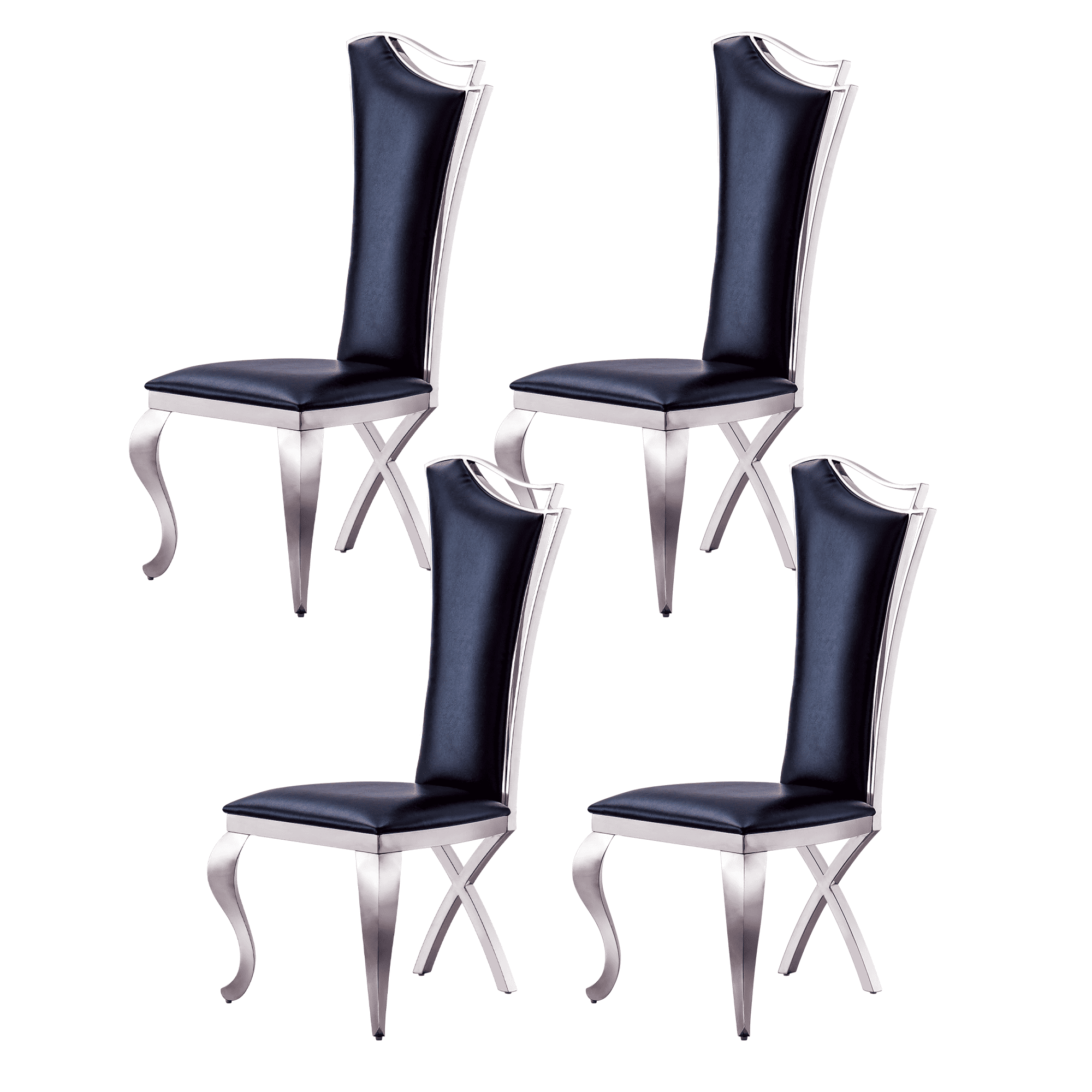 Luxury Leatherette Dining Chairs, Modern Dining Chair with Stainless Metal Legs, Upholstered ...