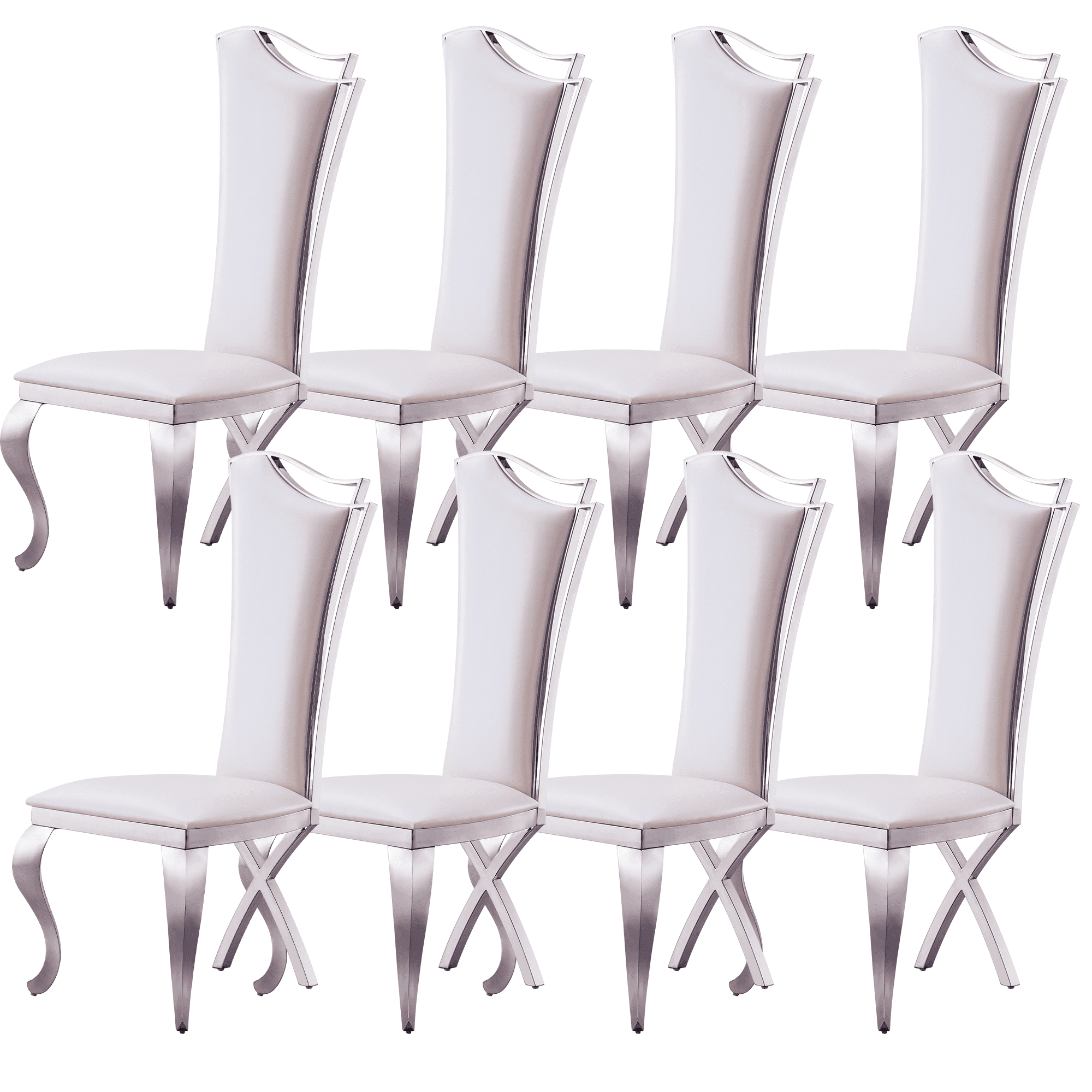 Luxury Leatherette Dining Chairs, Modern Dining Chair with Stainless ...