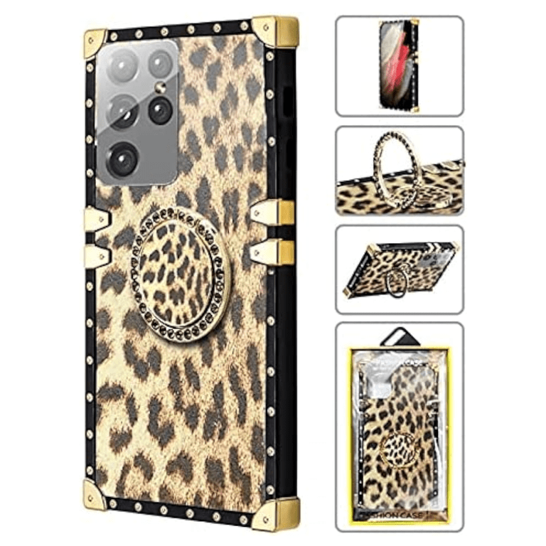 Luxury Leopard Print Case with Kickstand for Samsung Galaxy S21