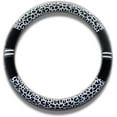 thumbnail image 1 of Luxury Leopard Print Fashionable Plush Car Steering Wheel Cover, Universal Fit, Keep Warm for Car SUV, Black and White, 1 of 8