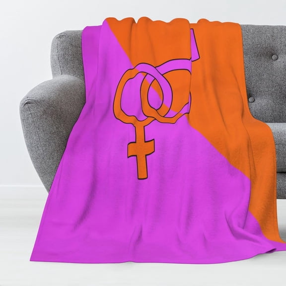 Luxury Lesbian Blanket Orange Pink Watercolor Doodle Graffiti Throw Blanket for Couch,Plush Lightweight Soft and Warm Throws Blankets for Sofa Bed Living Room Home Decor 50" x 40"