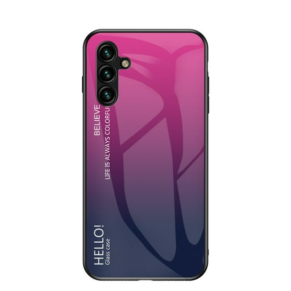 Luxury Light Gradient Samsung Galaxy A25 5G Case, Ultra Thin Tempered Glass Back Cover, Soft TPU Bumper Protective Samsung Galaxy A25 5G Phone Case Anti-Scratch Cute for Women Girls,Rose