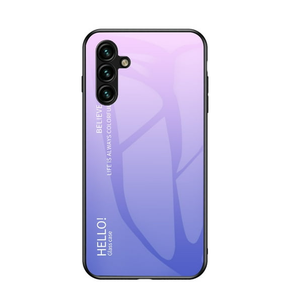 Luxury Light Gradient Samsung Galaxy A25 5G Case, Ultra Thin Tempered Glass Back Cover, Soft TPU Bumper Protective Samsung Galaxy A25 5G Phone Case Anti-Scratch Cute for Women Girls,Lightpurple
