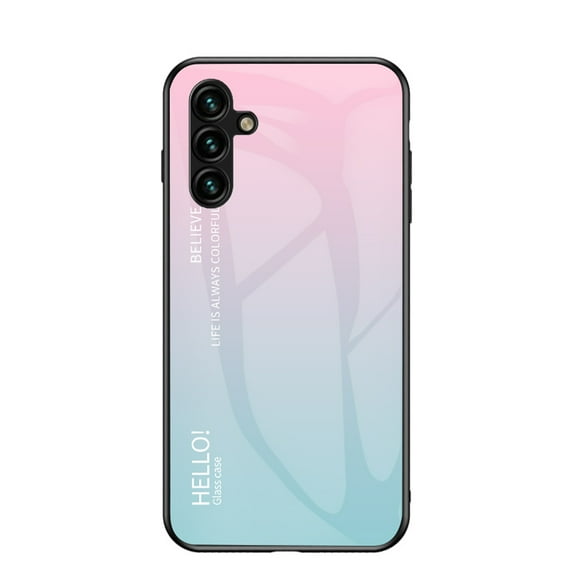 Luxury Light Gradient Samsung Galaxy S24 Case, Ultra Thin Tempered Glass Back Cover, Soft TPU Bumper Protective Samsung Galaxy S24 Phone Case Anti-Scratch Cute for Women Girls,Pink