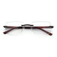 thumbnail image 1 of Luxury Light Weight Rimless Spring Hinge Narrow Rectangle Reading Glasses Brown +1.0, 1 of 7