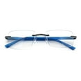 thumbnail image 1 of Luxury Light Weight Rimless Spring Hinge Narrow Rectangle Reading Glasses Gunmetal Blue +2.5, 1 of 7