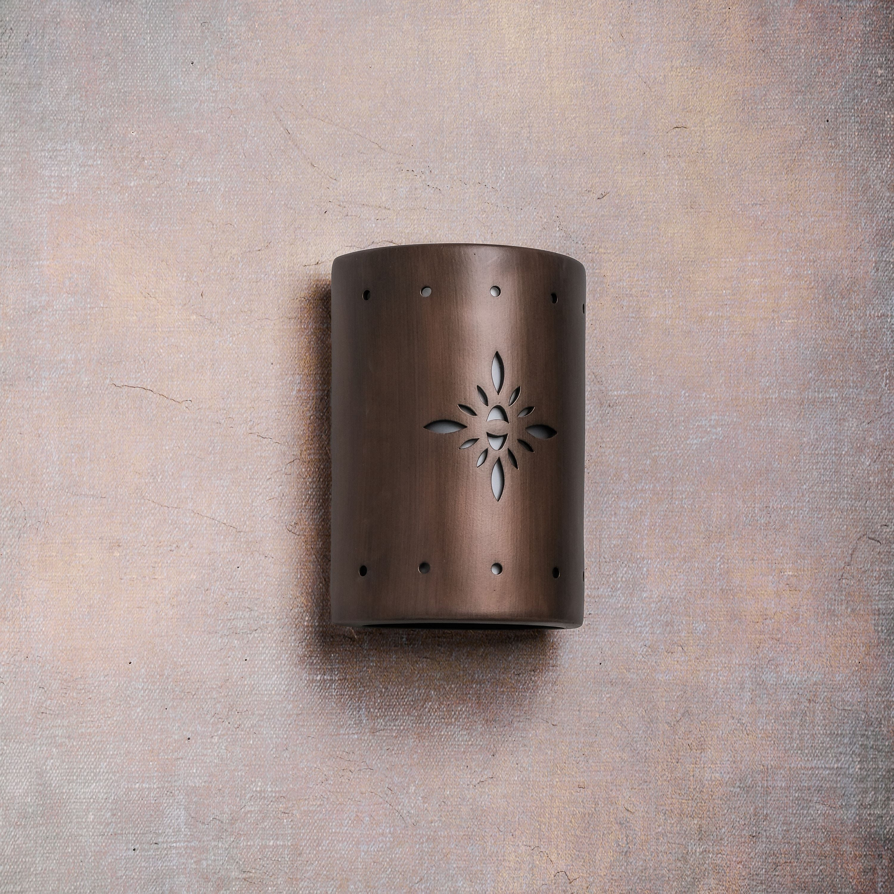 Luxury Lighting Asavva 10.5" High Starburst Ceramic Outdoor Wall Mount Light, Rubbed Copper Painted Finish, Electric, 120VAC, LED Bulb Included