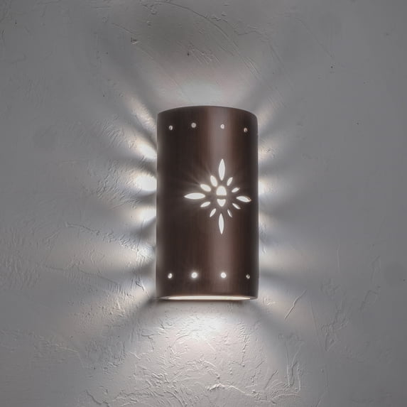 Luxury Lighting Asavva 13" High Starburst Ceramic Outdoor Wall Light, Rubbed Copper Painted Finish, LED Bulb Included