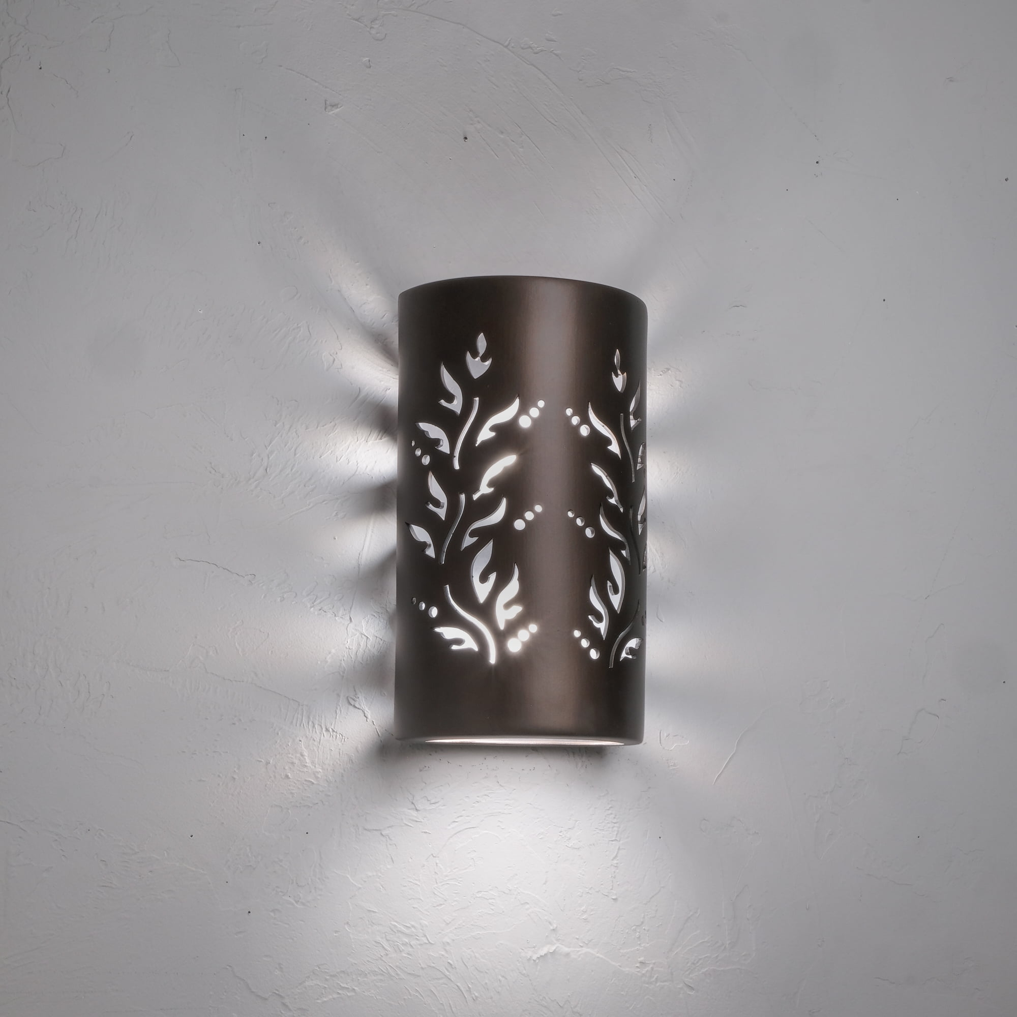 Luxury Lighting Asavva 13" High Vine Ceramic Outdoor Wall Light, Rubbed Bronze Finish, LED Bulb Included