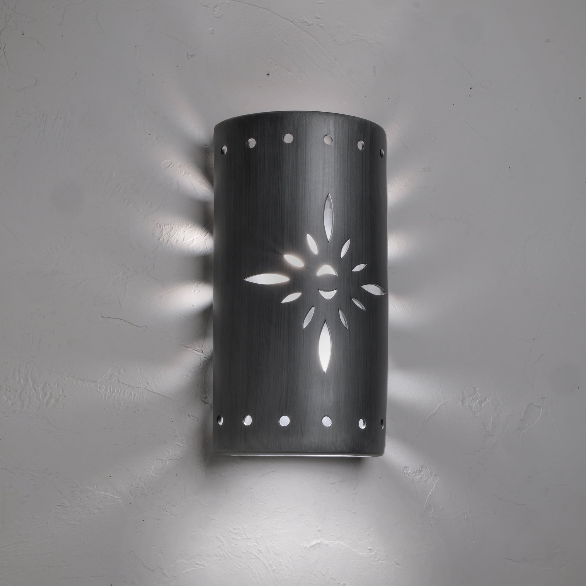 Luxury Lighting Asavva 17" High Starburst Ceramic Outdoor Wall Light, Rubbed Pewter Finish, LED Bulb Included