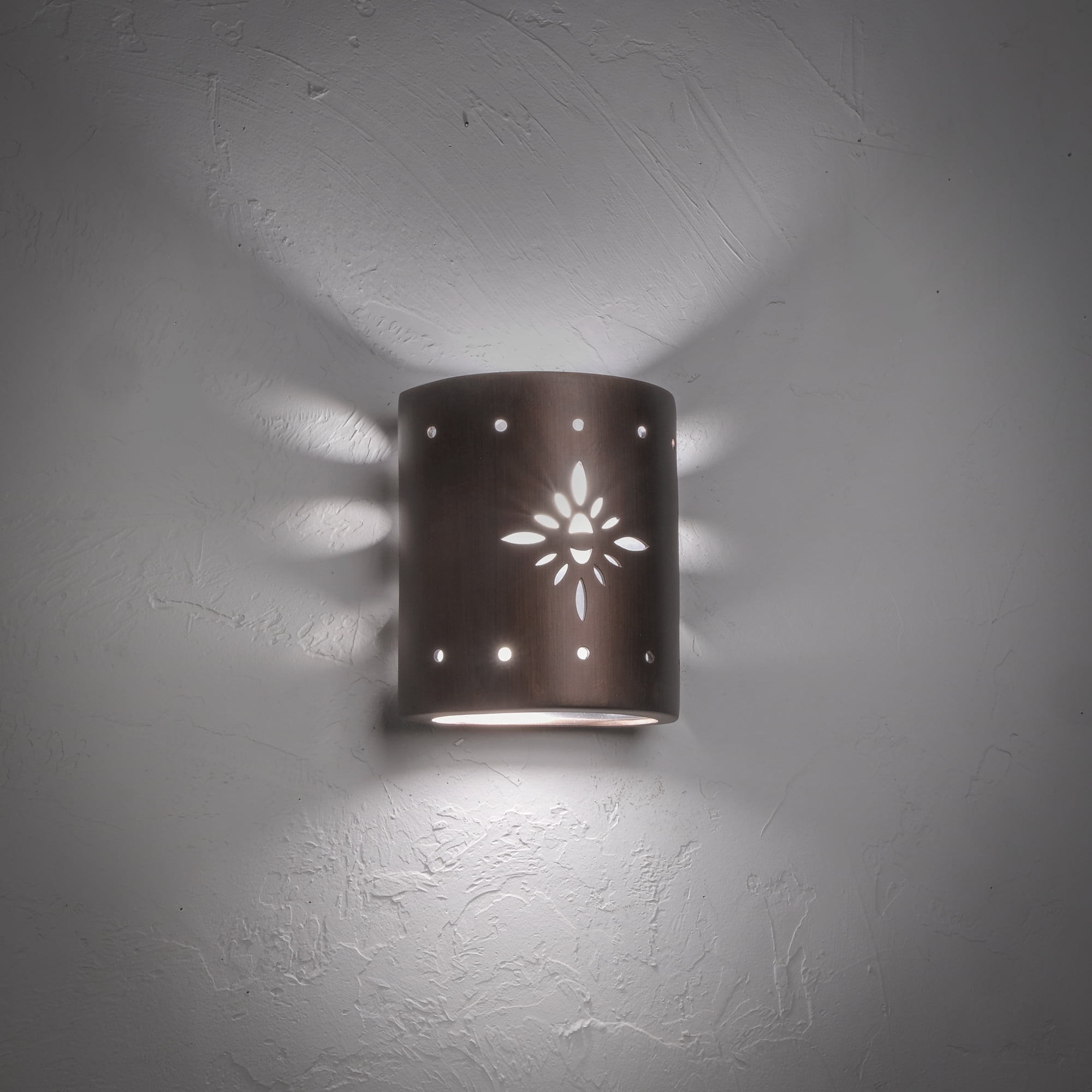 Luxury Lighting Asavva 8.5" High Starburst Ceramic Outdoor Wall Light, Rubbed Copper Painted Finish, 120VAC, LED Bulb Included