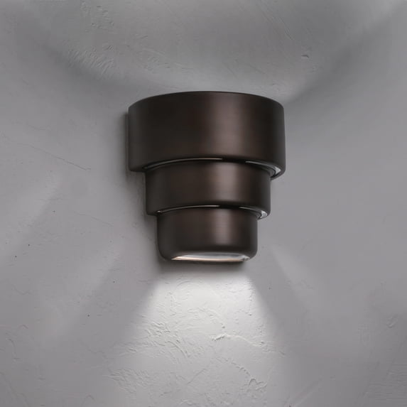 Luxury Lighting Fasciato 10" High Ceramic Outdoor Wall Light, Rubbed Bronze Painted Finish, LED Bulb Included