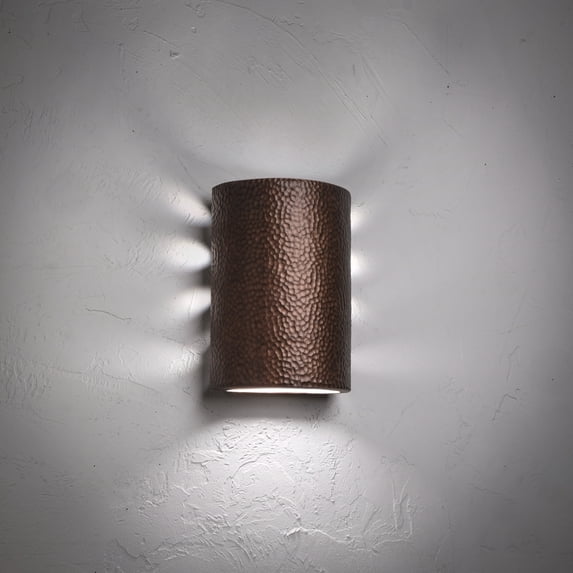 Luxury Lighting Hammerman 10.5" High Ceramic Outdoor Wall Light, Rubbed Copper Painted Finish, LED Bulb Included