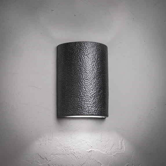 Luxury Lighting Hammerman 13" High Ceramic Outdoor Wall Light, Rubbed Pewter Painted Finish, LED Bulb Included