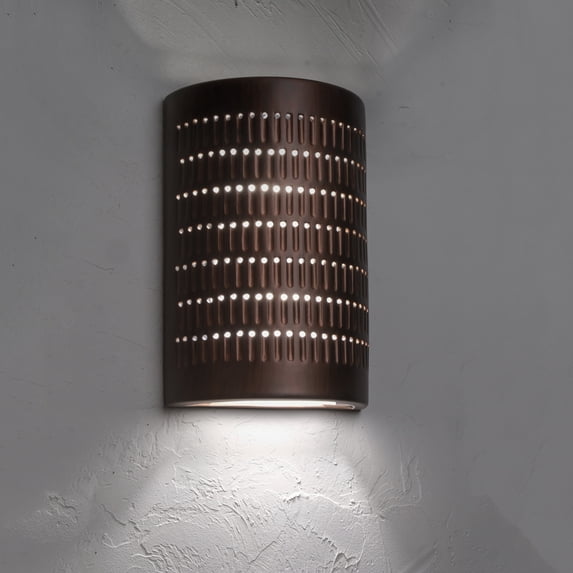 Luxury Lighting Zenia 15" High Ceramic Outdoor Wall Light, Rubbed Copper Painted Finish, LED Bulb Included
