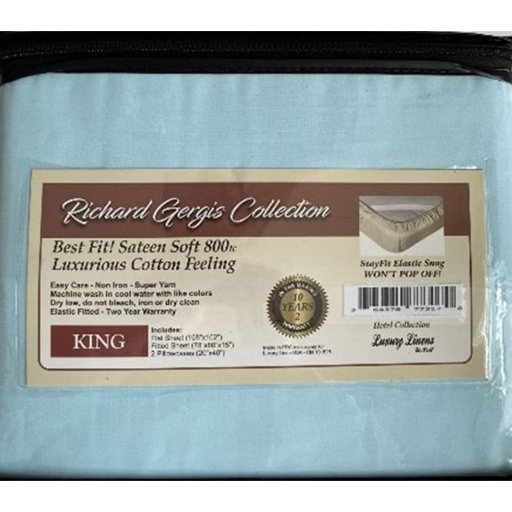 Luxury Linens USA -  King Lt Blue - Richard Gergis Hotel Collection