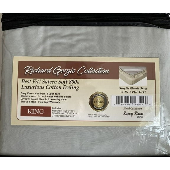 Luxury Linens USA - King Silver - Richard Gergis Hotel Collection