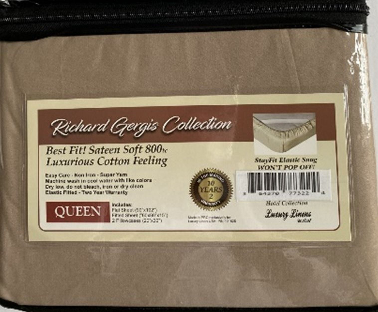 Luxury Linens USA - Queen Taupe - Richard Gergis Hotel Collection