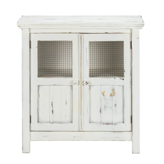 32 in. Loft Wire Cabinet in. White Distressed