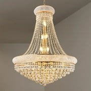 Luxury Lobby High Ceiling Crystal Chandelier Gold Frame 29 Diameter 15 Lights