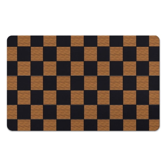 Luxury Long Bath Mat | 20x32in | Checkered Rug Runner | Super Absorbent, Non-Slip Microfiber | Ideal for Bathroom Bathtub Hallway