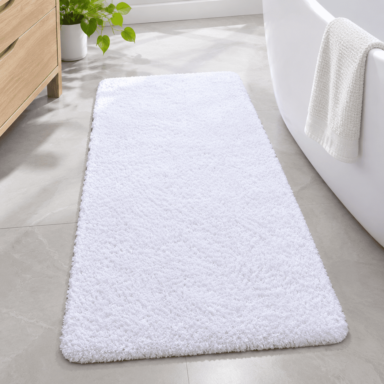 Luxury Long Bathroom Runner Rug Non Slip Bath Mat 24x72 Inch White ...