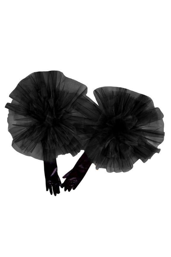 Luxury Long Fabric Gloves Having Crimson Petal Accents Perfect For Bridal Functions