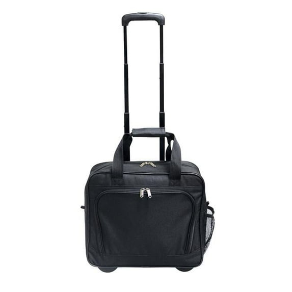 Luxury Luggage Unisex Telescoping 600D polyester Rolling Briefcase, Black with 15.4in laptop sleeve