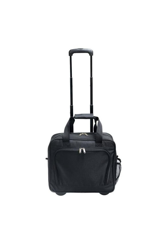 Unisex Telescoping 600D polyester Rolling Briefcase, Black