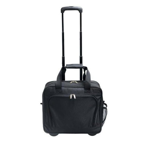 Unisex Telescoping 600D polyester Rolling Briefcase, Black