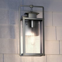 Luxury Lux Industrial Outdoor Wall Sconce, 17''H x 8''W, with Industrial Chic Style Elements, Urban Loft Design, Burnished Aluminum Finish and Clear Glass Enclosure, UEX1031