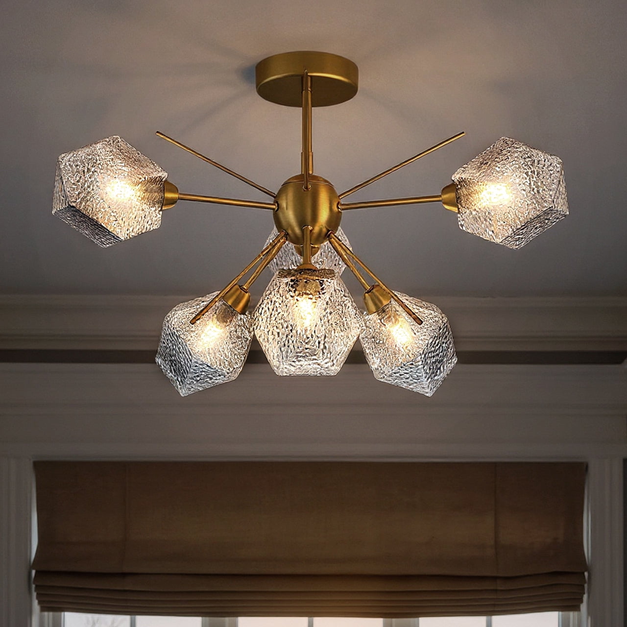 Luxury Luxe Industrial Ceiling Light, Brushed Gold, UQL6340