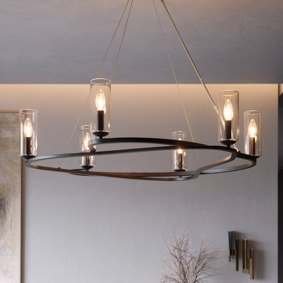 Luxury Luxe Industrial Chandelier, Black, UKC20600