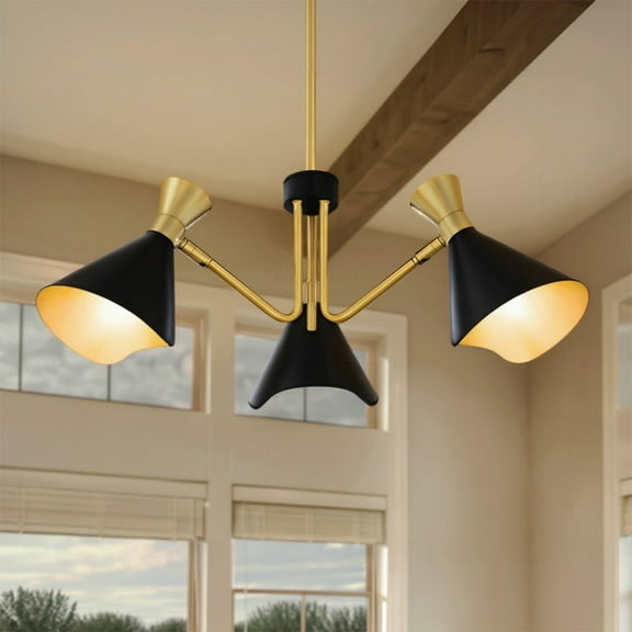 Luxury Luxe Industrial Chandelier, Matte Black, UQL5961