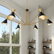 Luxury Luxe Industrial Chandelier, Matte Black, UQL5962