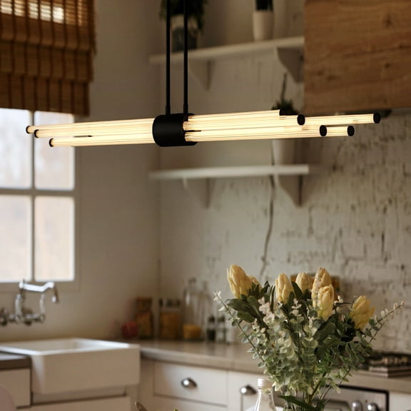 Luxury Luxe Industrial Chandelier, Matte Black, UQL6351